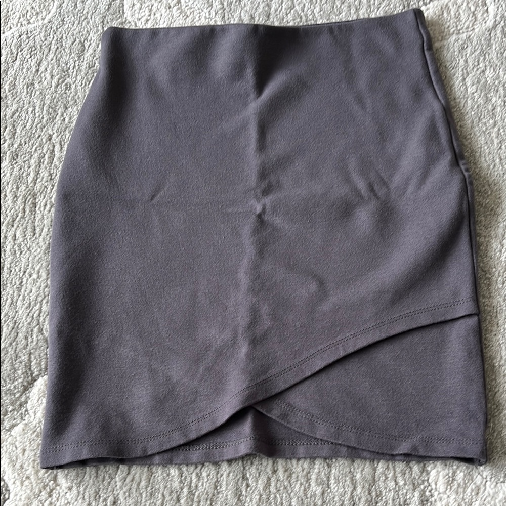 Sunday Best Gray Wrap Pencil Mini Skirt